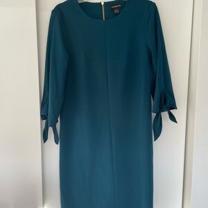 Liz Claiborne Sz 8 Teal Dress with Bow Sleeves